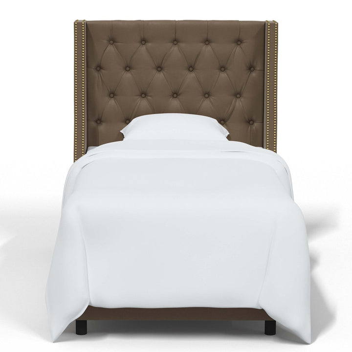 Annabel Upholstered Wingback Bed Kelly Clarkson Home Size: Twin Body Fabric: Lustrous Otter Velvet