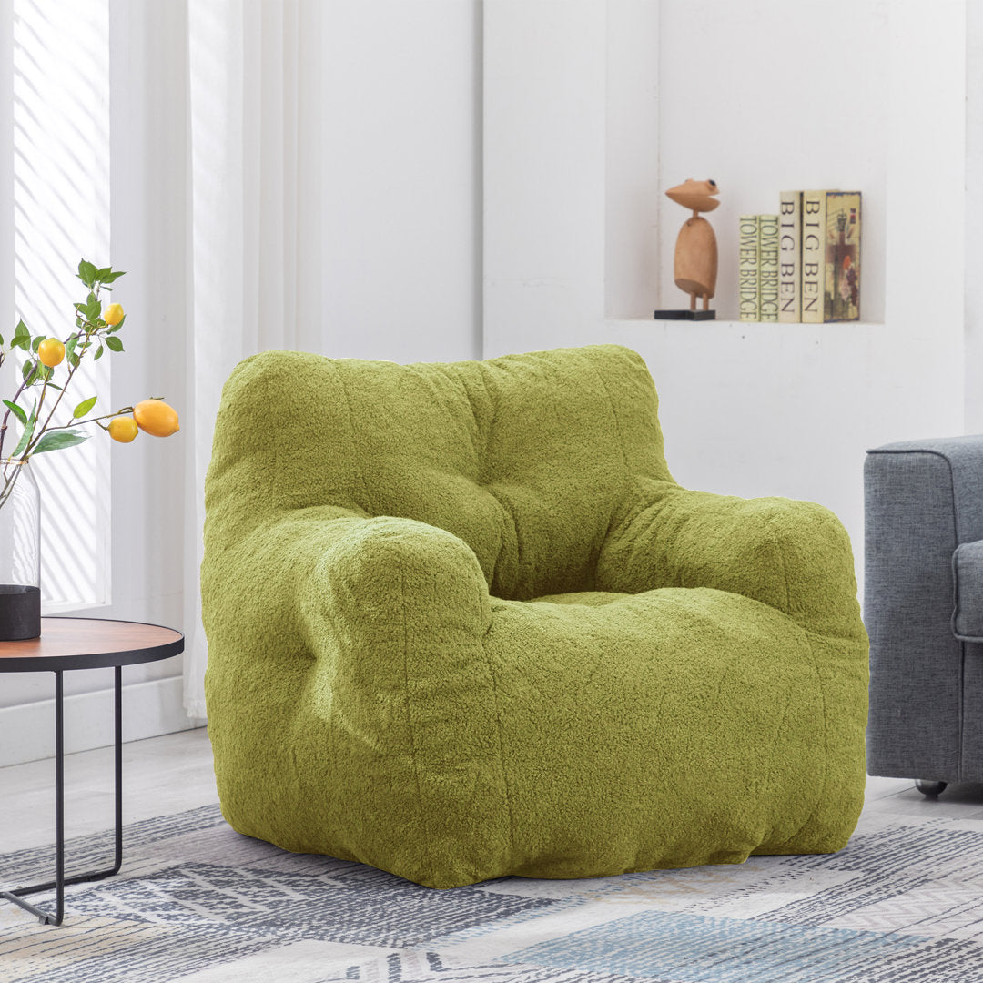 Medium Bean Bag Chair Viv + Rae™ Body Fabric: Lawn Green Faux Fur