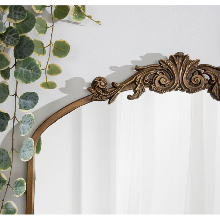 Anglo Arendahl Traditional Accent Mirror Fleur De Lis Living Size: 36" x 24" Finish: Antique Gold