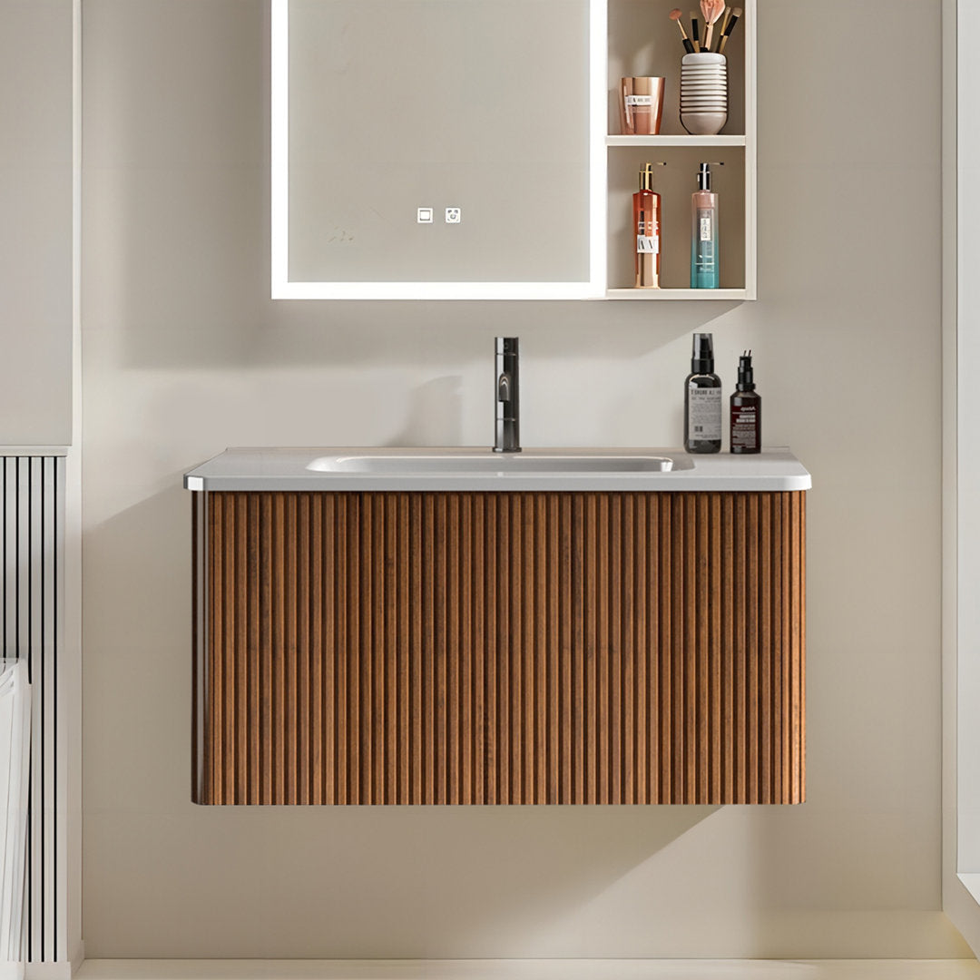 Burkard 30'' Wall Mounted Single Bathroom Vanity with Ceramic Top Ebern Designs