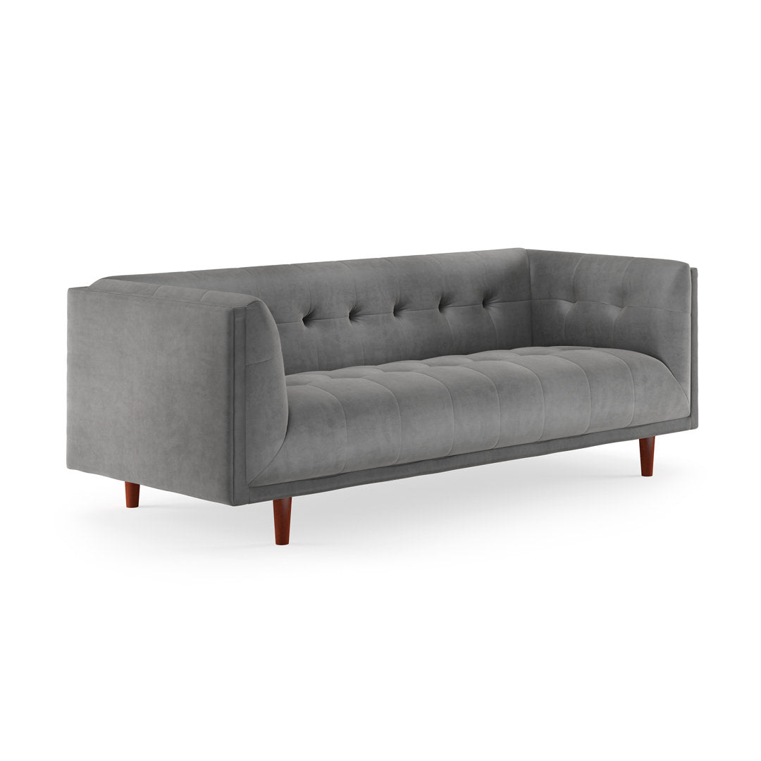 George 82" Velvet Tuxedo Arm Sofa AllModern Fabric: Platinum Gray Velvet