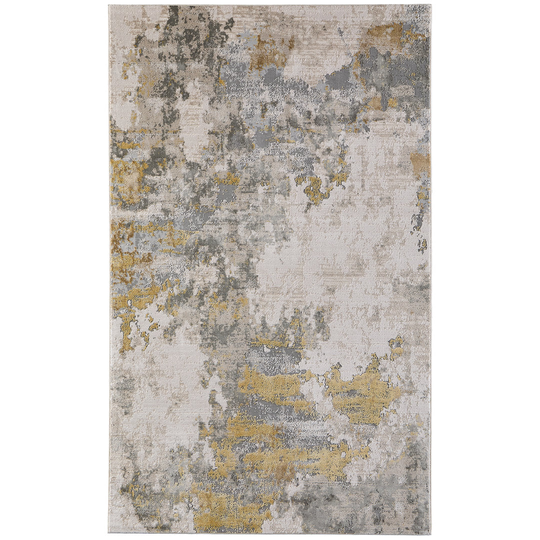 Annya Modern Abstract Power Loom Gold/Birch Rug Lark Manor™ Rug Size: Rectangle 6'7" x 9'6"