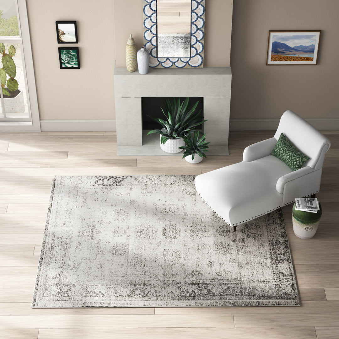 Brandt Floral Gray Area Rug Mistana™ Rug Size: Rectangle 4'1" x 6'1"