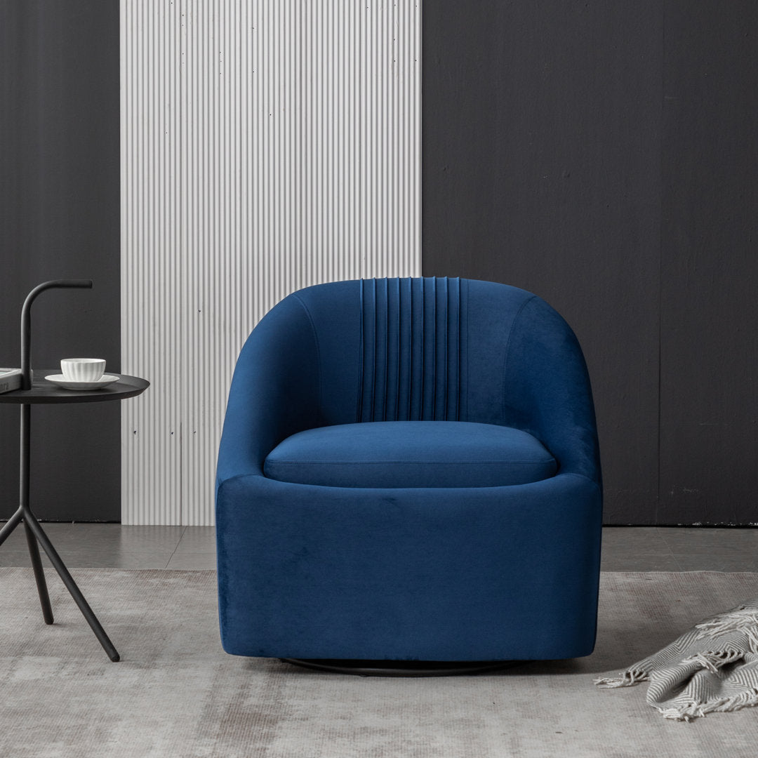 Arrun 28" W Velvet Swivel Barrel Chair (Set of 2) Wade Logan® Fabric: Blue Velvet