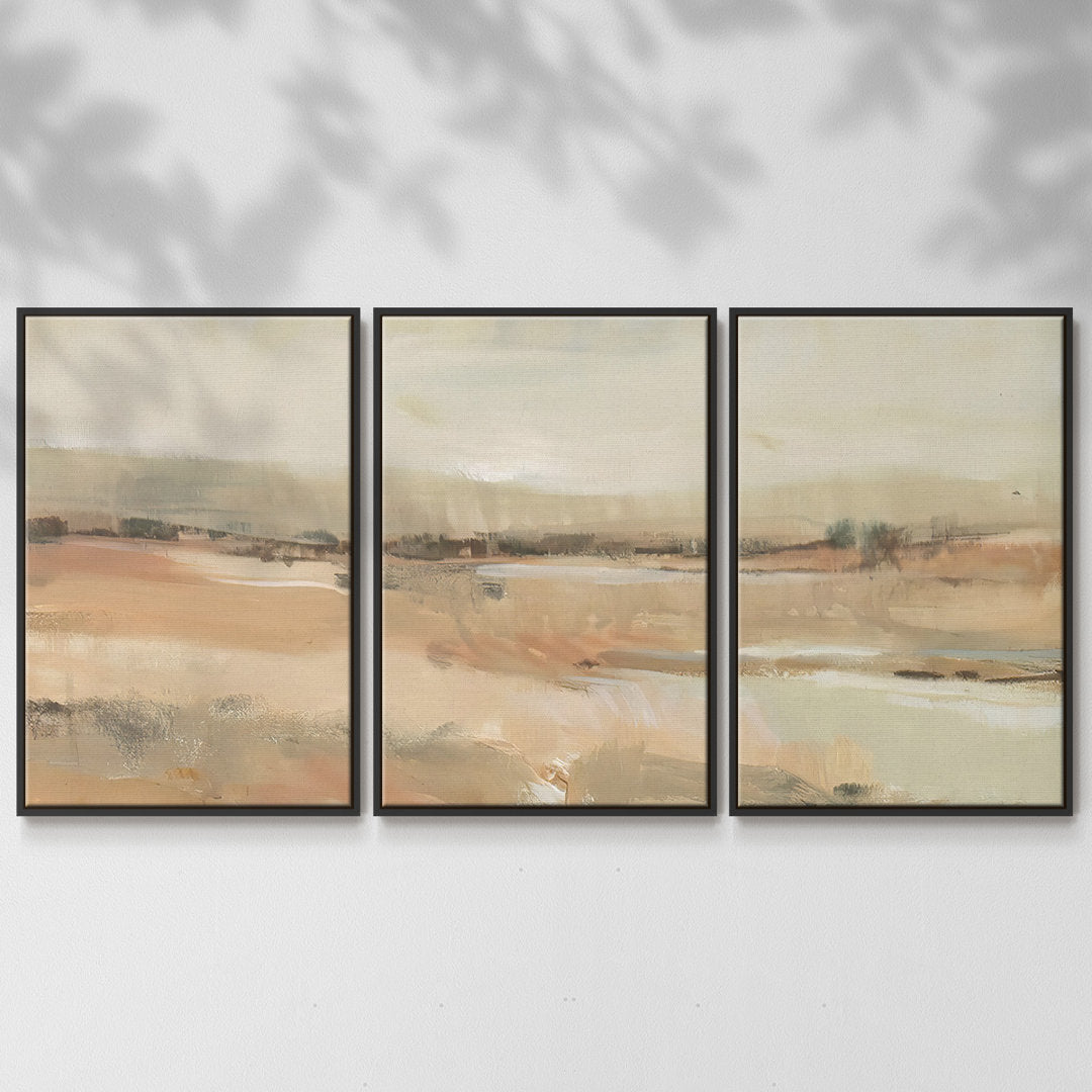 Earth Tone Landscape I - Multi Piece Framed Canvas Wrought Studio™ Size: 24" H x 48" W Format: Black Framed