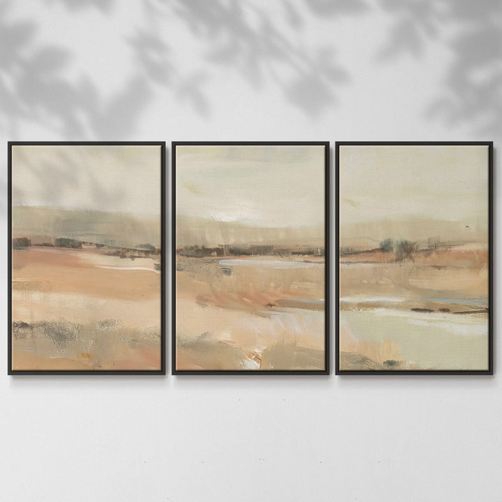 Earth Tone Landscape I - Multi Piece Framed Canvas Wrought Studio™ Size: 24" H x 48" W Format: Black Framed