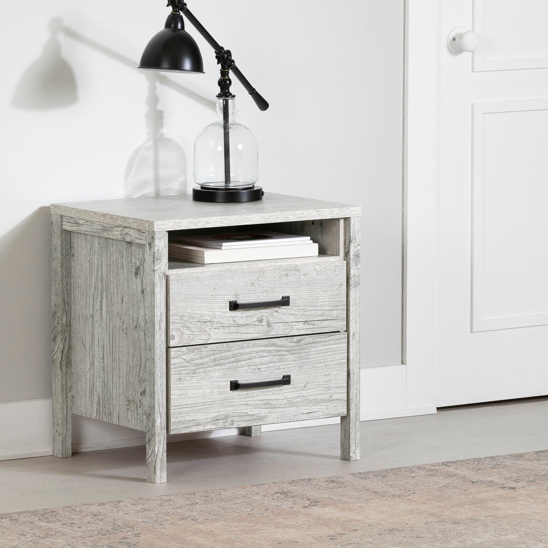 Gravity 2 - Drawer Nightstand South Shore Color: Seaside Pine/Black