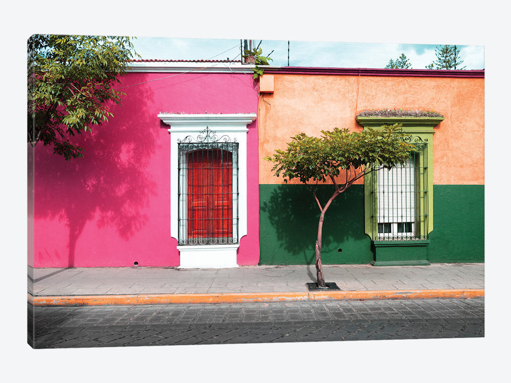 ¡Viva Mexico! Series: Mexican Colorful Facades' Photographic Print on Canvas East Urban Home Mat Color: No Mat Size: 12" H x 18" W x 1.5" D Format: Wrapped Canvas