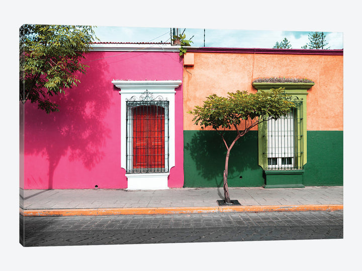 ¡Viva Mexico! Series: Mexican Colorful Facades' Photographic Print on Canvas East Urban Home Mat Color: No Mat Size: 12" H x 18" W x 1.5" D Format: Wrapped Canvas