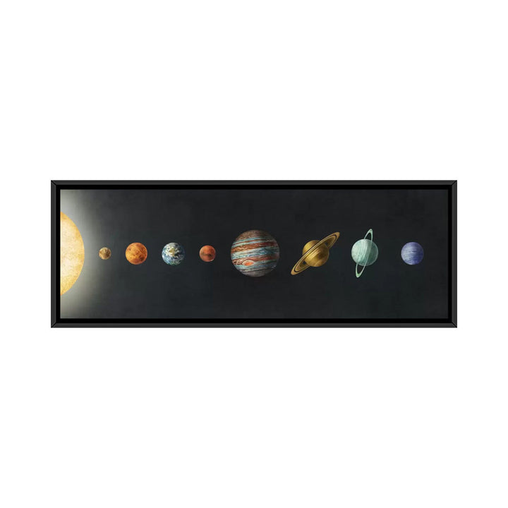 The Solar System' by Terry Fan - Wrapped Canvas Panoramic Print Harriet Bee Size: 12" H x 36" W x 1.5" D Format: Black Framed Canvas
