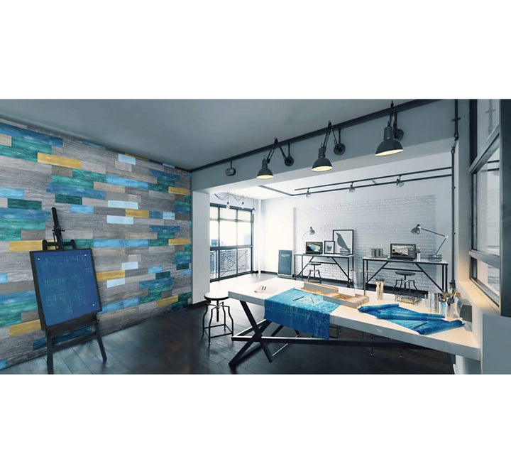5" x 47" Reclaimed Peel and Stick Engineered Wood Wall Paneling e-Joy Color: Sky Blue