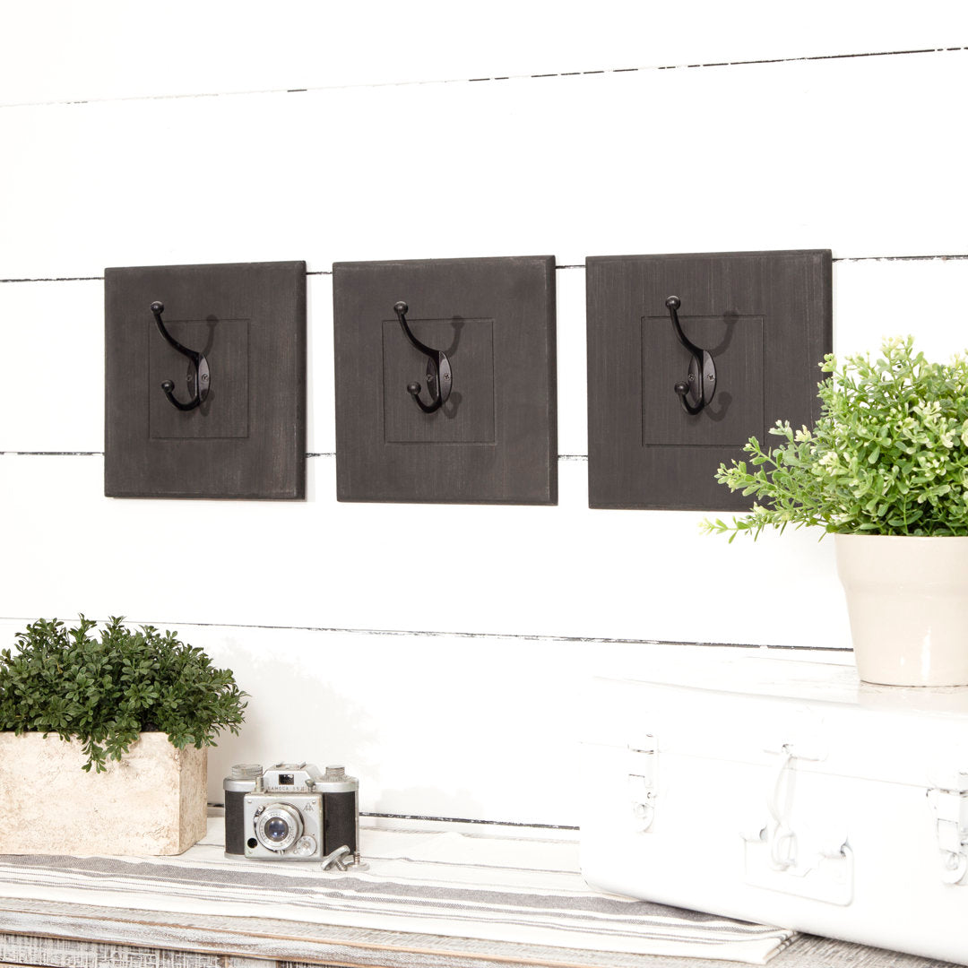 3 - Hook Wall Hook (Set of 3) Red Barrel Studio® Color: Distressed Black