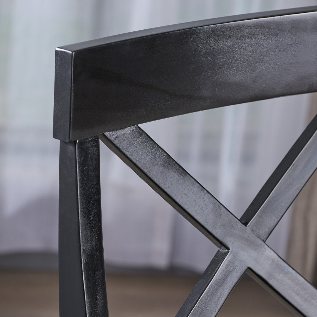 Hitz Solid Wood Cross Back Side Chair (Set of 2) Charlton Home® Color: Black/Walnut
