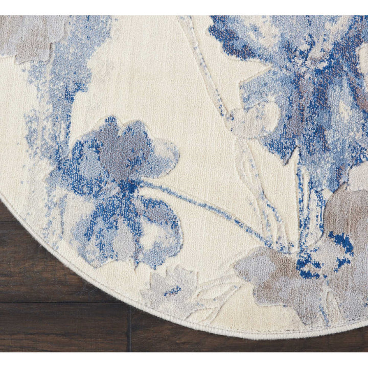 Arnim Floral Blue/Ivory Area Rug Lark Manor™ Rug Size: Round 5'6"