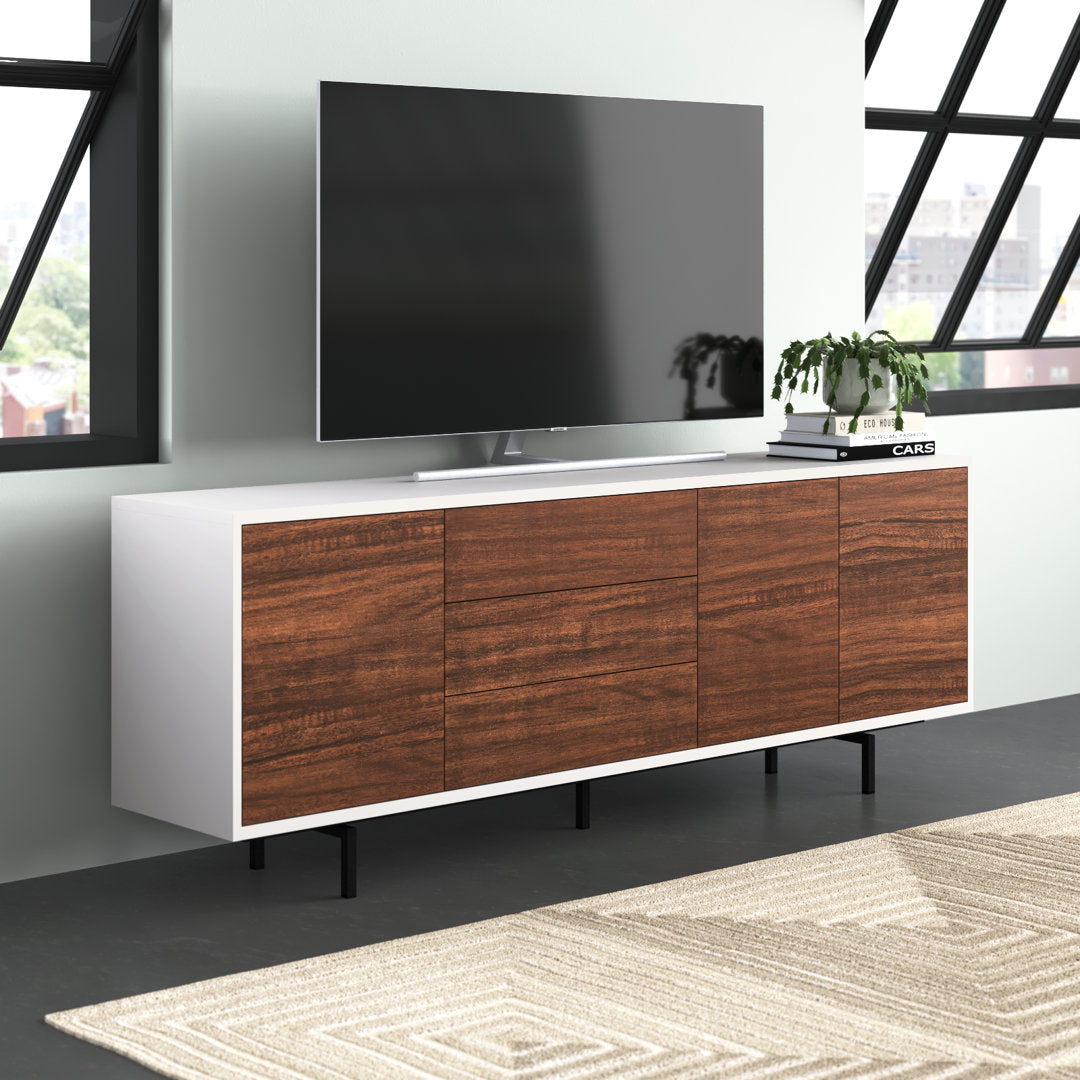 Anirvin TV Stand for TVs up to 88" Wade Logan® Color: White/Walnut/Black