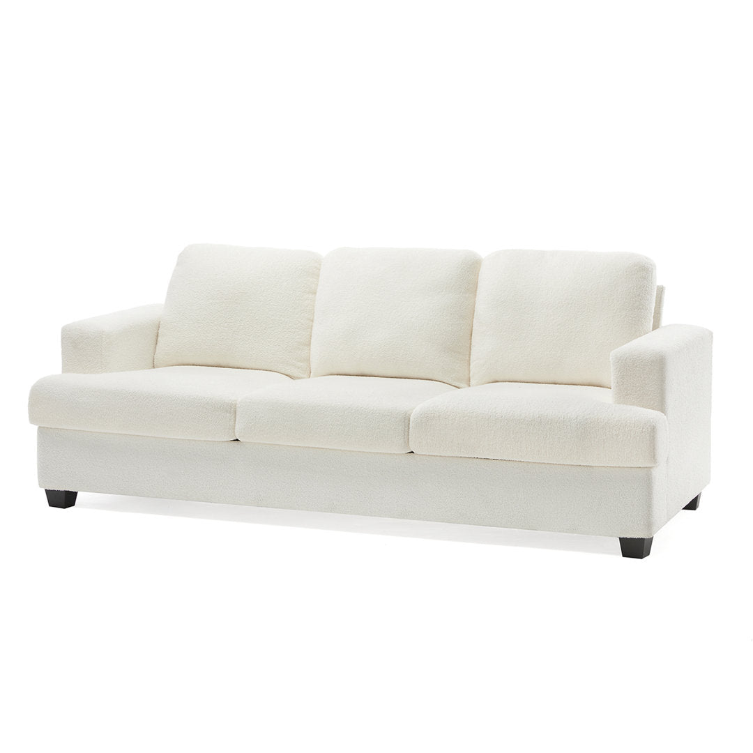 Belosic 89" Upholstered Deep Seat 3 Seater Sofa Wade Logan® Fabric: Off-White Boucle