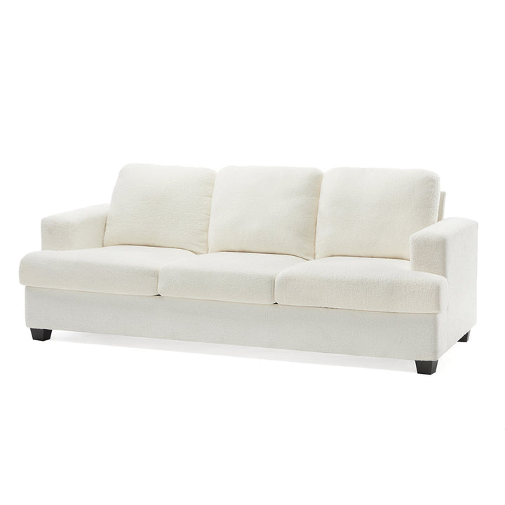 Belosic 89" Upholstered Deep Seat 3 Seater Sofa Wade Logan® Fabric: Off-White Boucle