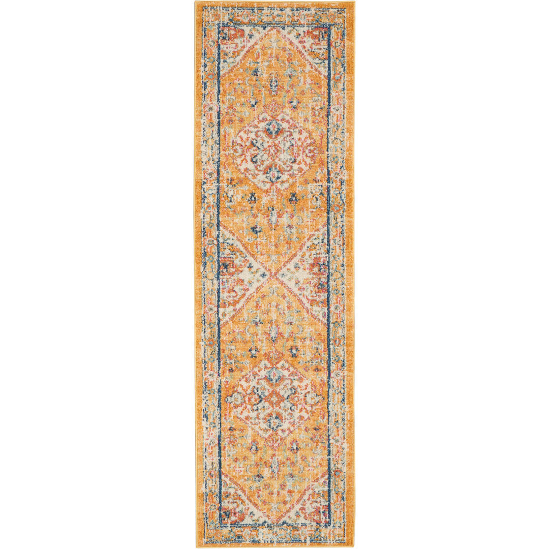 Baylee Oriental Yellow/Ivory Area Rug Kelly Clarkson Home Rug Size: Runner 2'2" x 7'6"