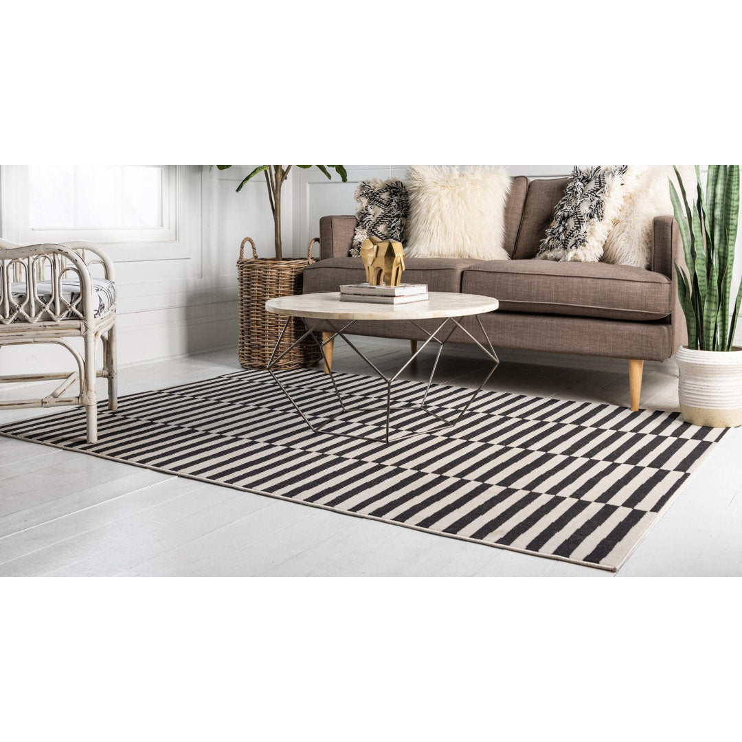 Arzilla Striped Ivory/Black Area Rug Wade Logan® Rug Size: Rectangle 6' x 9'