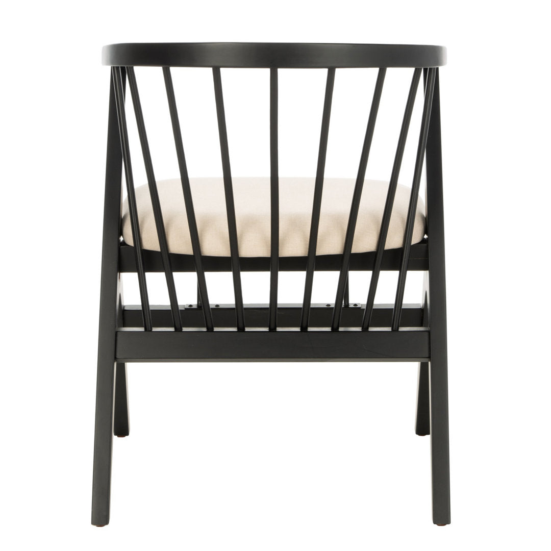 Artemis Slat Back Side Chair in Black (Set of 2) Mistana™ Color: Black, Upholstery Color: Beige
