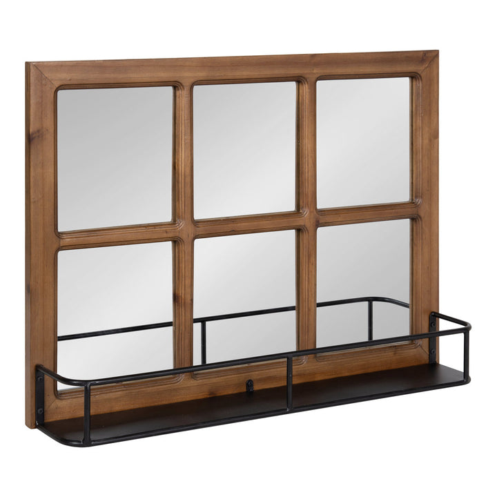 Kaufman Farmhouse Beveled with Shelves Accent Mirror Gracie Oaks Size: 24" H x 18" W Finish: Brown/Black
