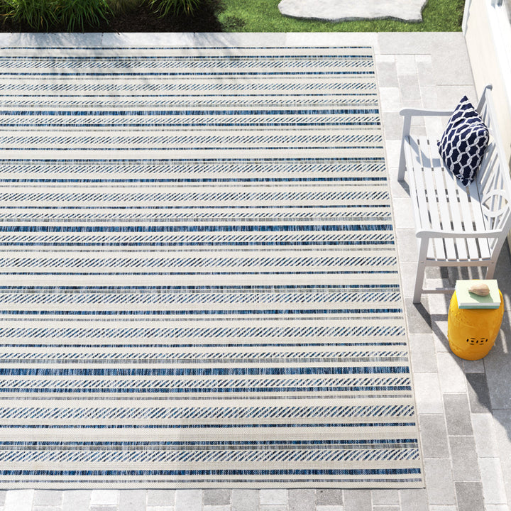Bellino Striped Denim Indoor/Outdoor Area Rug Beachcrest Home™ Rug Size: Rectangle 10' x 14'