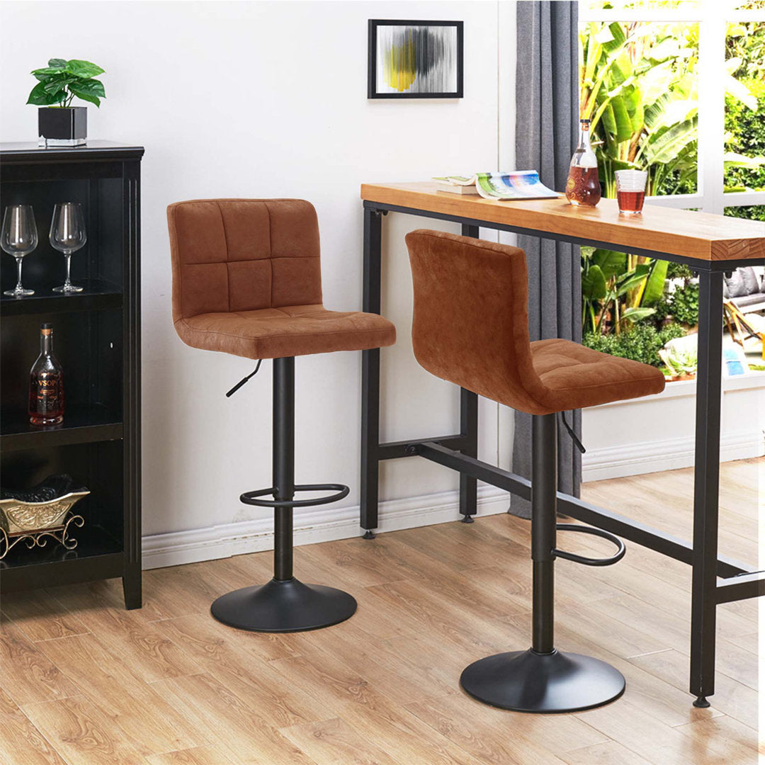 Amjed Swivel Adjustable Height Bar Stool (Set of 2) Latitude Run® Upholstery: Brown