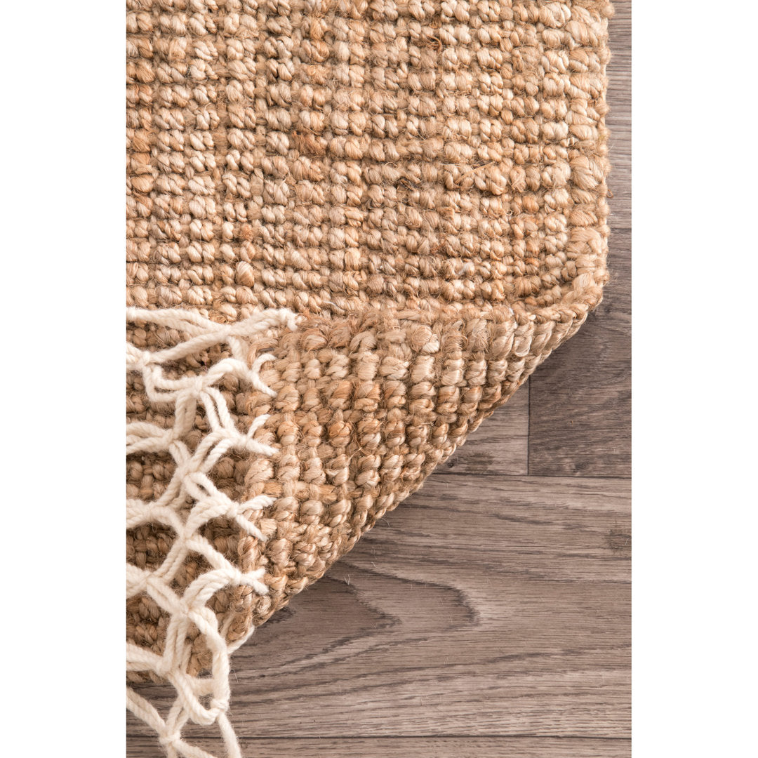 Werts Handmade Tufted Farmhouse Jute Tasseled Brown Rug Bay Isle Home™ Rug Size: Runner 2'6" x 8'
