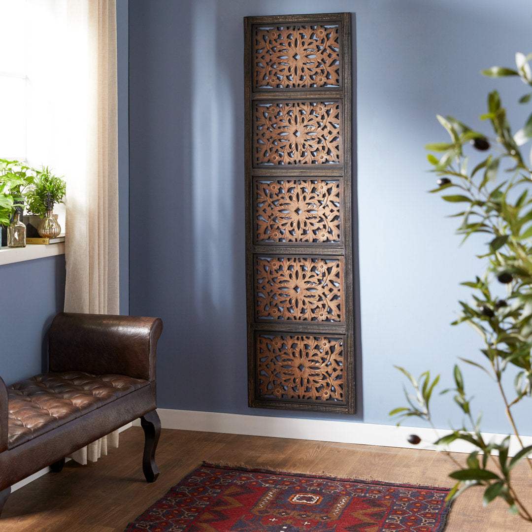 Dereona Wooden Handmade Intricately Carved Floral Home Wall Decor Bungalow Rose