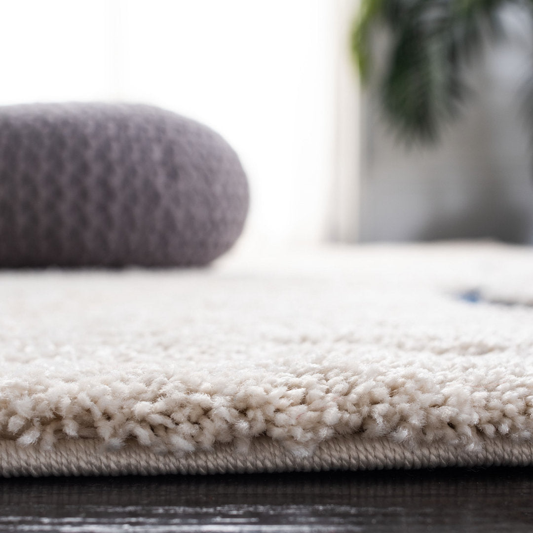 Ashal Abstract Cream/Blue Area Rug Wade Logan® Rug Size: Square 11'