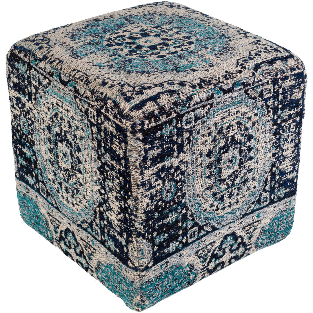 Cheekwood 18" Square Pouf Ottoman Kelly Clarkson Home Upholstery Color: Navy/Gray