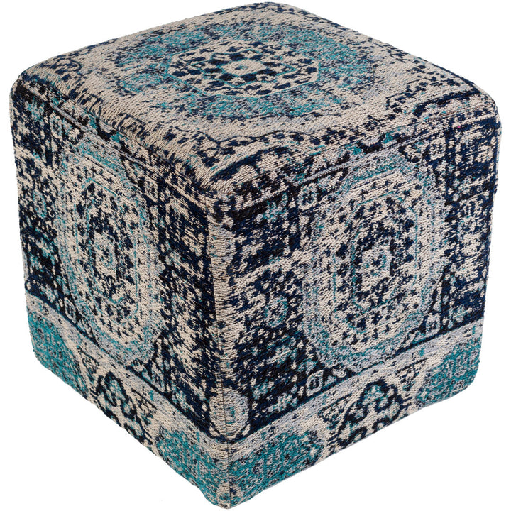 Cheekwood 18" Square Pouf Ottoman Kelly Clarkson Home Upholstery Color: Navy/Gray