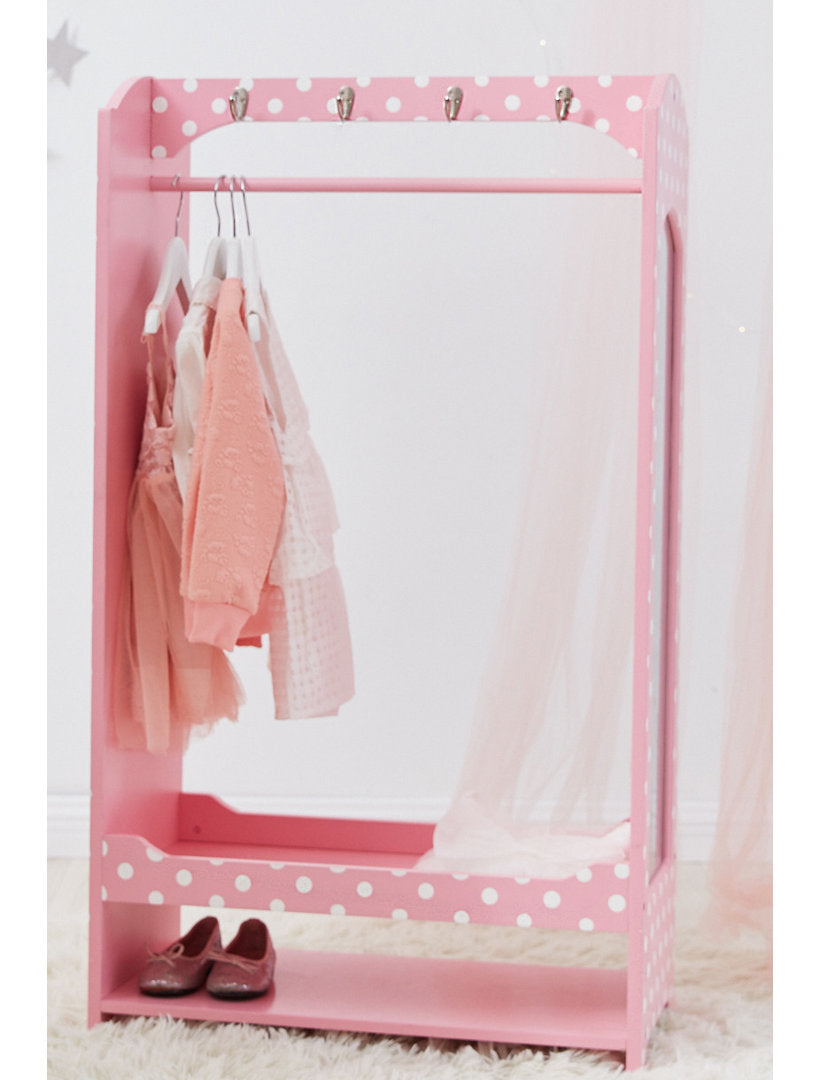 Teamson Kids Wooden Mirrored Open Armoire with Two Shelves Teamson Kids
