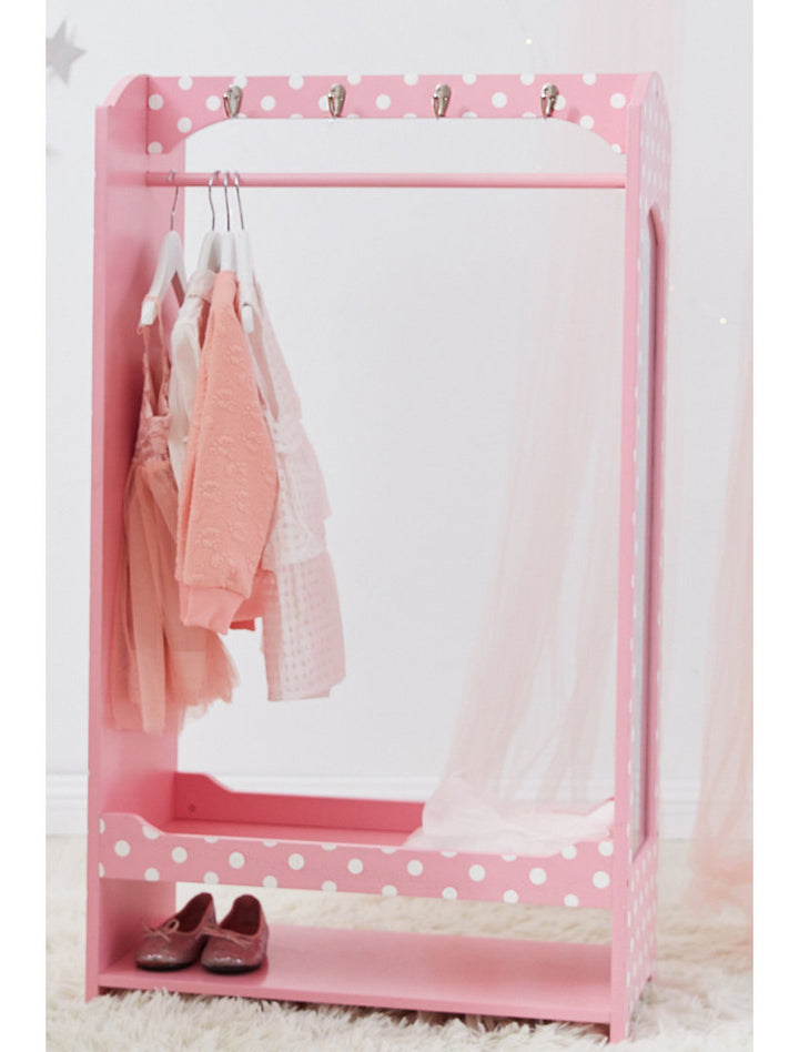 Teamson Kids Wooden Mirrored Open Armoire with Two Shelves Teamson Kids