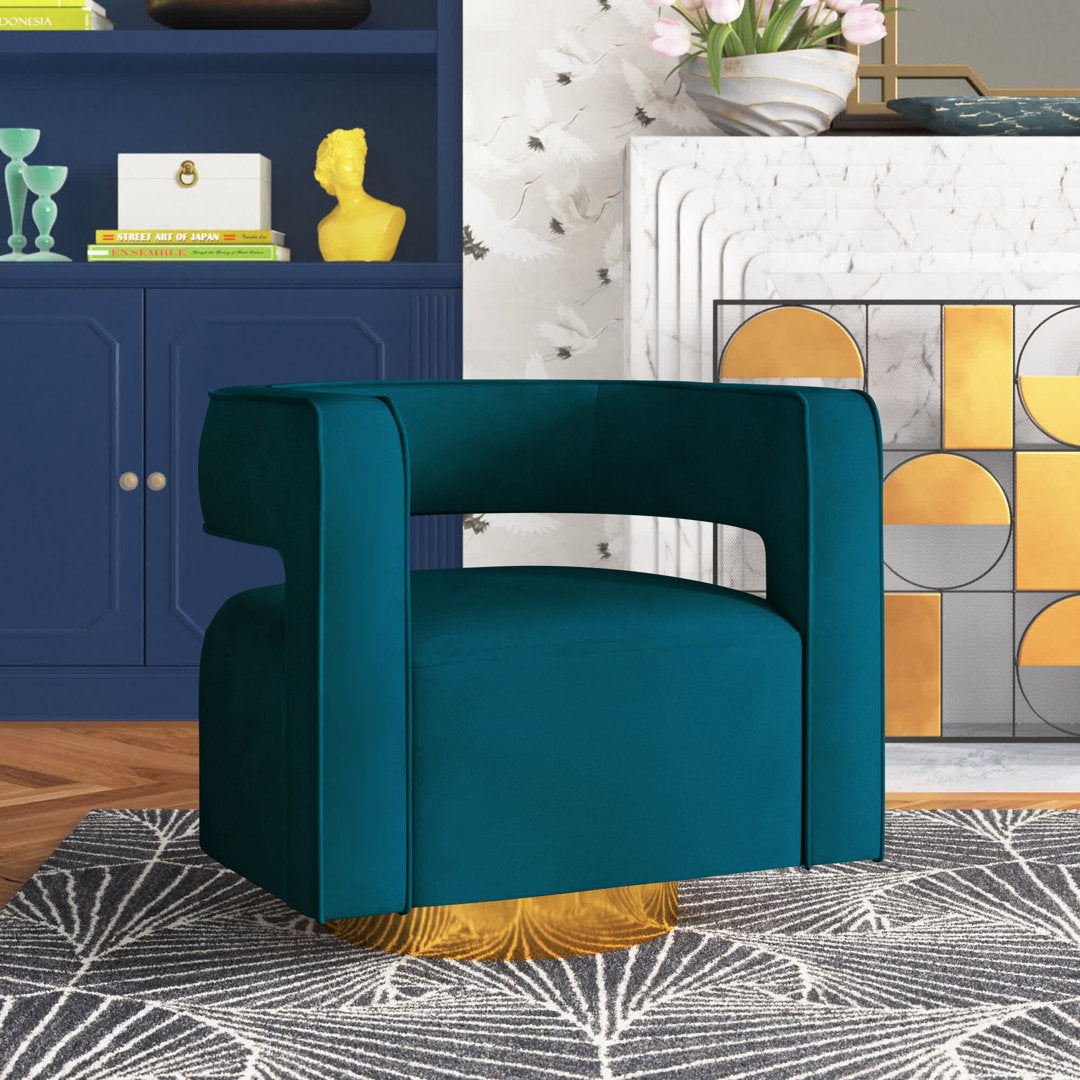 Aysha Velvet Swivel Barrel Chair Willa Arlo™ Interiors Fabric: Teal Velvet