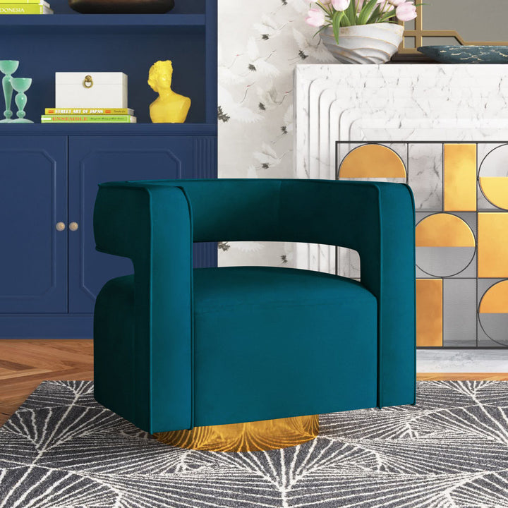 Aysha Velvet Swivel Barrel Chair Willa Arlo™ Interiors Fabric: Teal Velvet