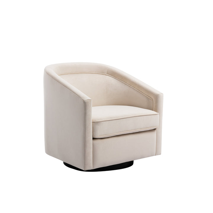 Aloisa 28.7" Wide Velvet Swivel Barrel Chair Etta Avenue™ Body Fabric: Cream Velvet