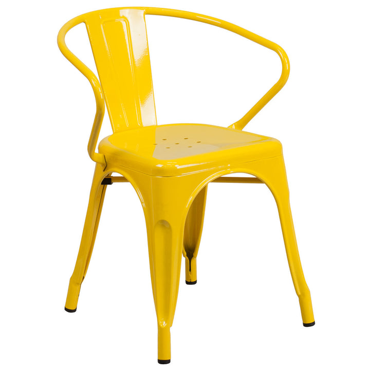 Hucheson Metal Indoor-Outdoor Chair with Arms Flash Furniture Seat Finish: Yellow