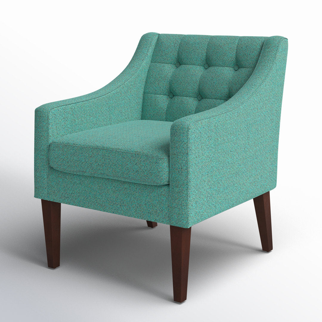 Clopton 26" Wide Mid-Century Modern Tufted Accent Armchair Hashtag Home Fabric: Nubby Green Polyester Blend