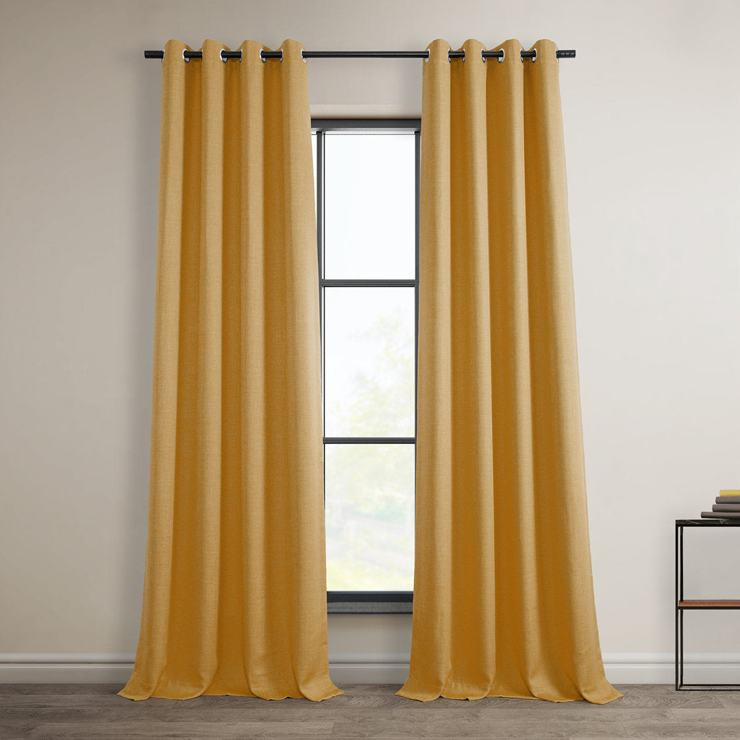 Oneridge Room Darkening Faux Linen Curtains for Bedroom Grommet Living Room Curtain for Window Single Panel Latitude Run® Curtain Color: Dandelion Gold Size per Panel: 50" W x 84" L