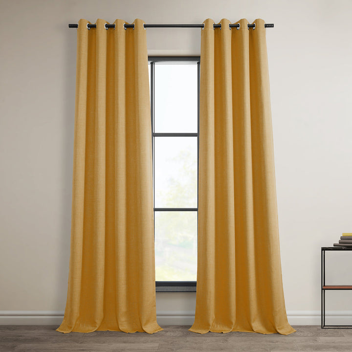 Oneridge Room Darkening Faux Linen Curtains for Bedroom Grommet Living Room Curtain for Window Single Panel Latitude Run® Curtain Color: Dandelion Gold Size per Panel: 50" W x 84" L
