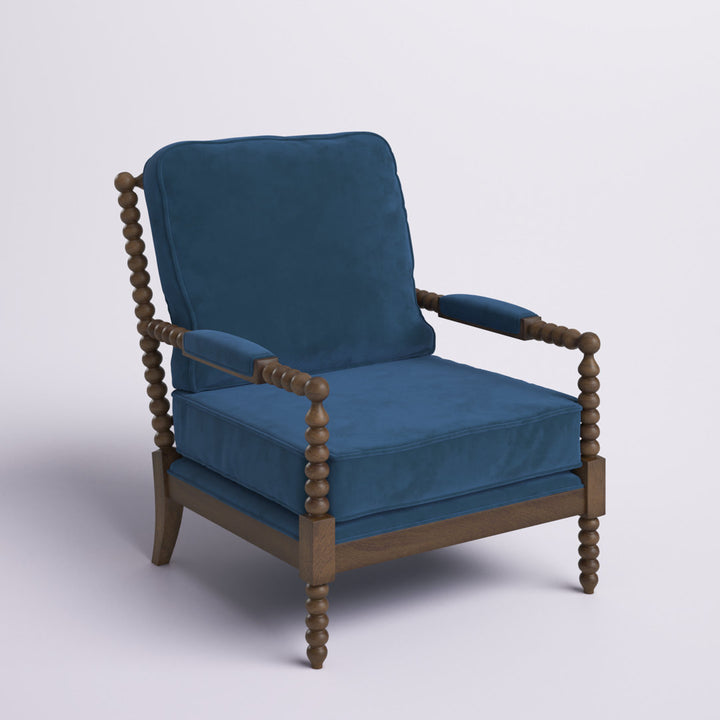 28" W Linen Armchair Langley Street® Fabric: Royal Blue Velvet