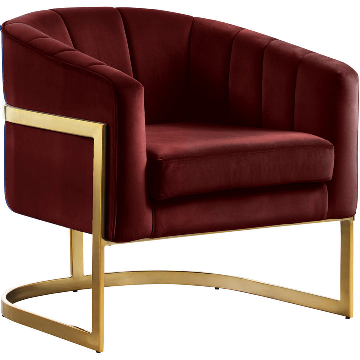 Barnicle 30" Wide Velvet Barrel Chair Everly Quinn Body Fabric: Burgundy Velvet