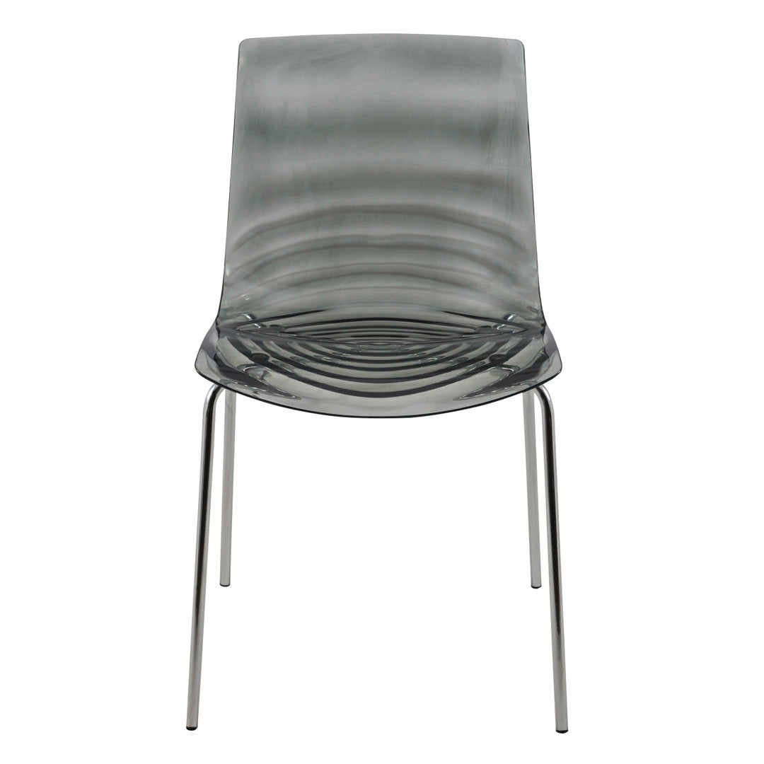 Lerner Plastic Dining Side Chair with Chrome Base Ivy Bronx Color: Transparent Black
