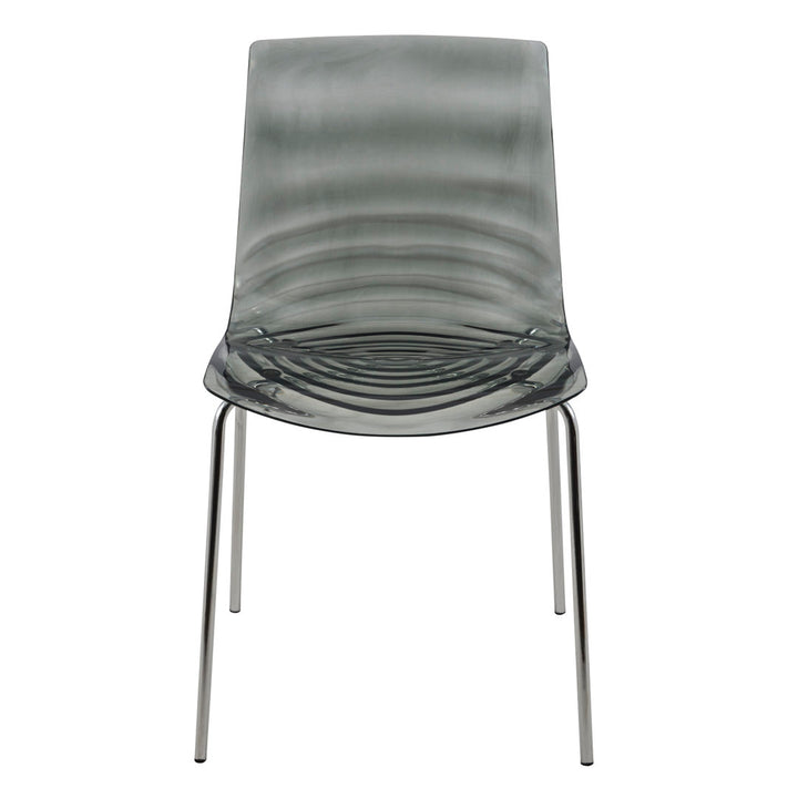 Lerner Plastic Dining Side Chair with Chrome Base Ivy Bronx Color: Transparent Black