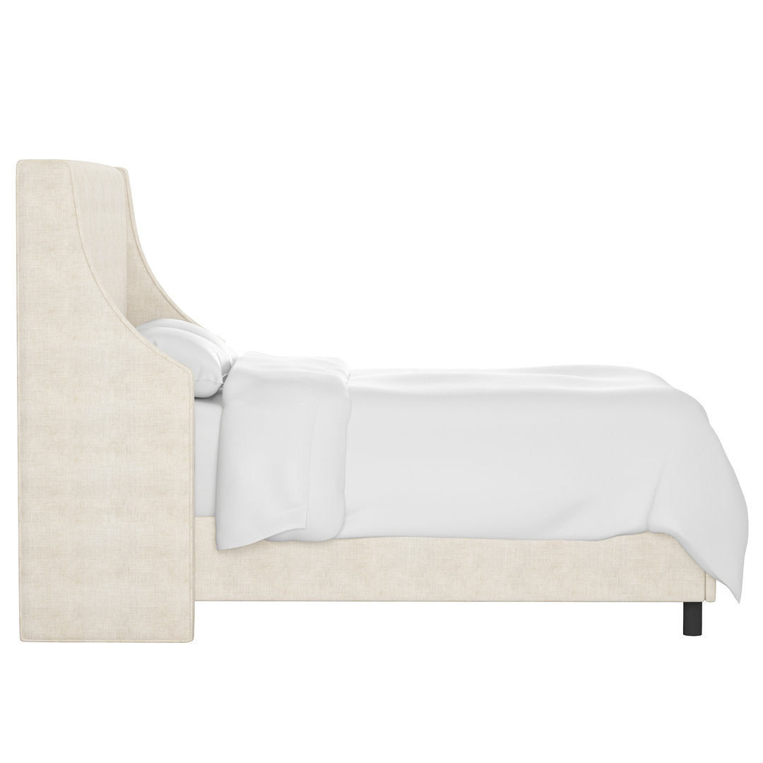 Bernadine Upholstered Low Profile Standard Bed Mercury Row® Color: Classic Talc Linen Size: California King