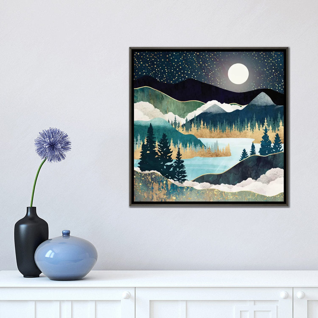 Star Lake' by SpaceFrog Designs - Print East Urban Home Size: 18" H x 18" W x 1.5" D Format: Dark Rustic Wood Framed Canvas