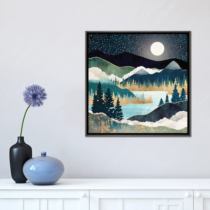 Star Lake' by SpaceFrog Designs - Print East Urban Home Size: 18" H x 18" W x 1.5" D Format: Dark Rustic Wood Framed Canvas
