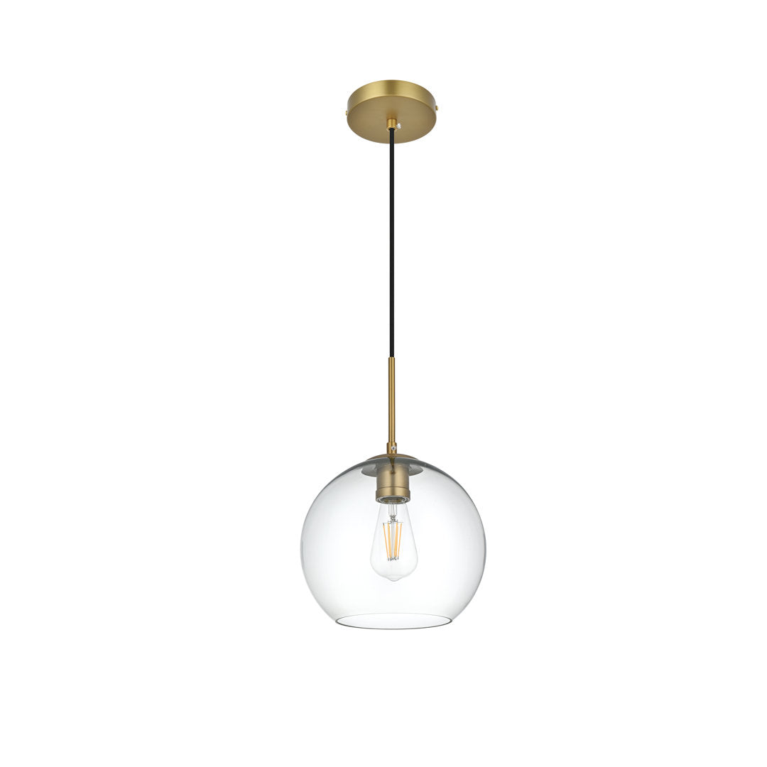 Snead 1 - Light Single Globe Pendant Mercury Row® Shade Color: Clear Size: 70" H x 9.8" W x 9.8" D Base Finish: Gold