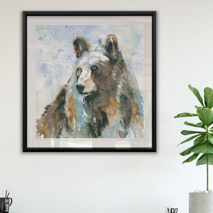 Black Bear on Blue -Picture Frame Print on Paper Union Rustic Size: 26.5" H x 26.5" W x 1.5" D